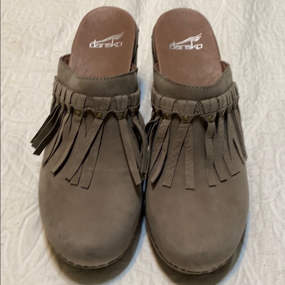 Dansko Fringed Heeled Clogs size 41